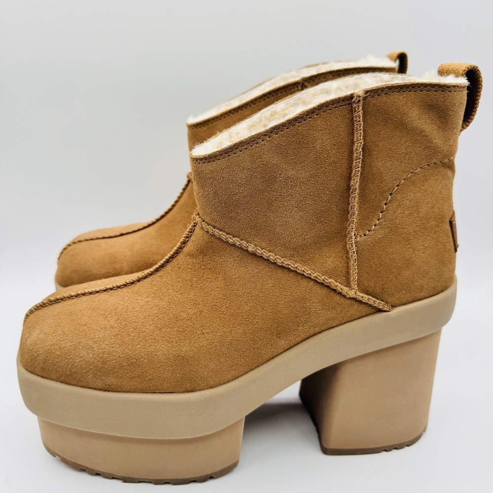 Ugg New Heights Boots Women's Size 9 Chestnut Brown Platform Bootie - Picture 2 of 15